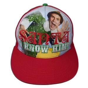 Elf 5 Panel Hat Red Green One Size Buddy Santa I Know Him Movie Christmas Cap